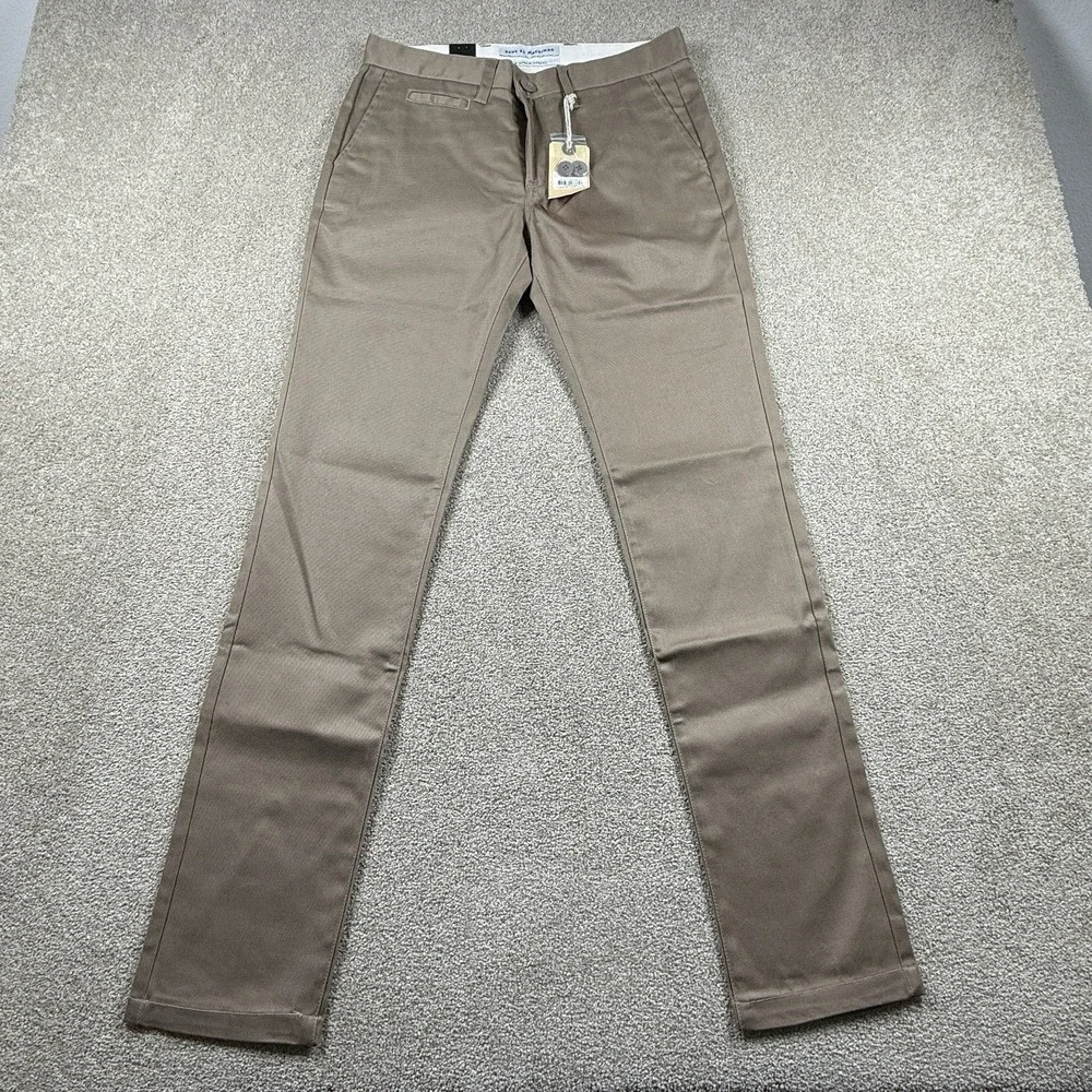 Deus Ex Machina Ford Pant 29x32 Tan Washed Sand Brown Slim Fit Chino